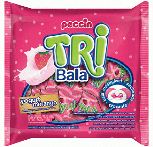 Bala Tribala Recheada Yogurte Morango 500G - Peccin