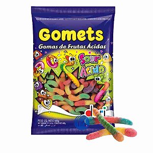 Bala de Goma Gomets Minhocas Ácidas Dori 600g