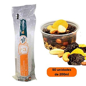 Pote Descartável Transparente Frisado 200ml com 50 un Minaplast