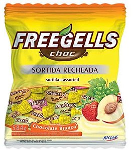 Bala Dura Recheada Sortida Chocolate Branco  Freegells 584g - Riclan