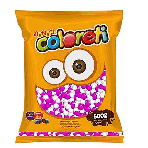 Chocolate Confeitos Coloreti tipo confete Rosa e Branco Jazam 500g