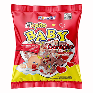 Pirulito Flopito Baby Coração Morango 400g - Florestal