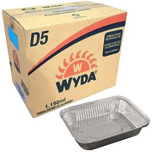 Bandeja de alumínio retangular 1,150ml- D5 c/ 100 unidades - Wyda