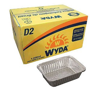 Bandeja de alumínio retangular D2 1000ml com 100 unidades Wyda