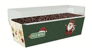 Caixa para bolo forneável com tampa Feliz Natal c/ 10 unidades - Ideia
