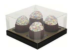 Caixa para 4 cupckes Marrom com Ouro c/ 10 un (cód. 0858)  - Ideia