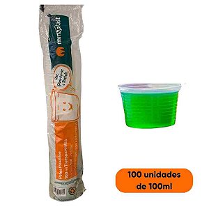 Pote Descartável Transparente Frisado 100ml com 100 unidades Minaplast