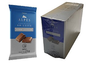 Chocolate Alpes zero açúcar ao Leite com 16 unidades de 25g - Salware