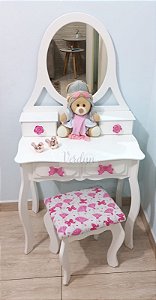 Penteadeira Infantil Com 4 Gavetas - Branca - Pink/ Laço Bailarina Pink -  Verdun Moveis e Decorações