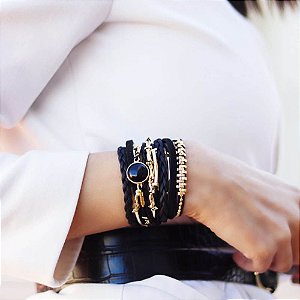 Look de Pulseiras Couro Iza Ale Jet