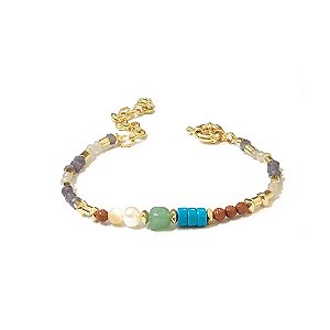 Pulseira Pedra Natural Carmel Dourado