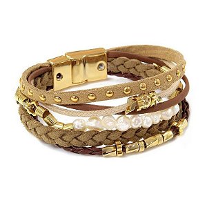 Pulseira Pérolas Smoked Dourado