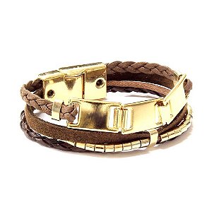 Pulseira Lucca Marrom Dourado