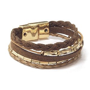 Pulseira Luy Marrom Dourado