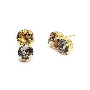 Brinco 2 Strass Dourado