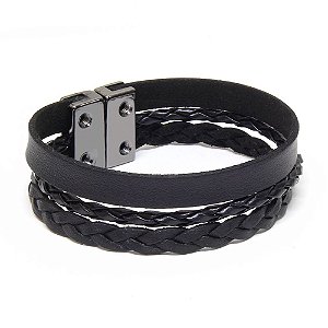 Pulseira Masculina 3 Couros Jet