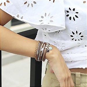 Look De Pulseiras Couro Cora Coralina Prata