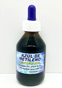 AZUL DE METILENO  5% EXTRA FORTE  PA melhor que usp  100 ml Vidro Azul Ambar