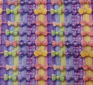 Tecido Tricoline DIGITAL Laços coloridos  0,50cm x 1,50cm