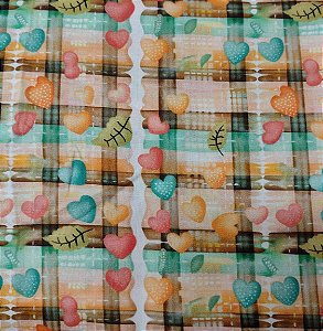 Tecido Tricoline DIGITAL Coração Caipira 0,50cm x 1,50cm