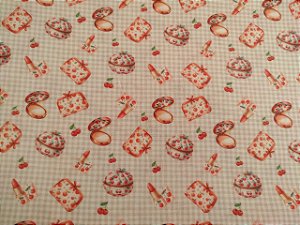 Tecido Tricoline DIGITAL Maquiagem Cereja 0,50cm x 1,50 cm