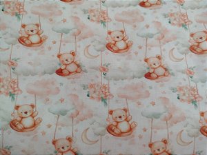 Tecido Tricoline DIGITAL Urso bebê  0,50cm x 1,50cm