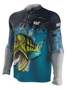 CAMISETA DE PESCA MAR NEGRO TUCUNARE AZUL M