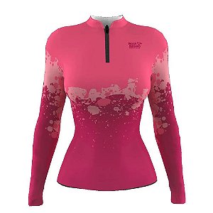 CAMISETA DE PESCA MAR NEGRO FEMININO CLEAN ROSA GG