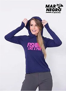 CAMISETA MAR NEGRO POLIAMIDA DE CAPUZ FEMININA MARINHO G