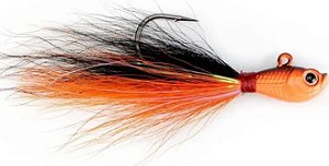 ISCA ARTIFICIAL PRO-TSURI JIG BUCKTAIL SIMPLES C/CHLA JBS15O RBK LARANJA E PRETO 15G