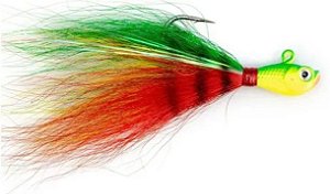 ISCA ARTIFICIAL PRO-TSURI JIG BUCKTAIL SIMPLES C/CHLA JBS15CH RD C/ ANZOL 4/0 21G VERMELHO E VERDE