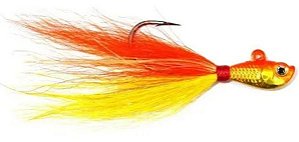 ISCA ARTIFICIAL PRO-TSURI JIG BUCKTAIL SIMPLES C/CHLA JBS21O RYE C/ANZOL 4/0 21G LARANJA E AMARELO