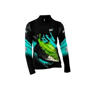 Camiseta Pesca Mar Negro Premium Uv 50 Infantil - Tambaqui