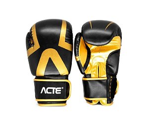 Luva De Boxe Muay Thai Premium 14oz P13-14 Acte Sports - Preto / Dourado