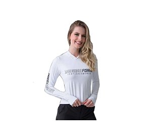 Camisa Poliamida C/ Capuz Proteção Uv Dry Feminina Branco