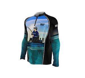 Camiseta Camisa Pesca Proteção Uv50 Mar Negro - Caiqueiro