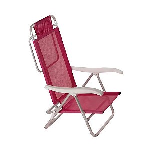 Cadeira Alumínio Reclinável Piscina 6 Posições Praia - Mor - Rosa