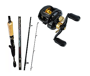 KIT CARRETILHA SAGA GTO 11000 ESQUERDA + VARA LUBINA NEW LUX-C562M