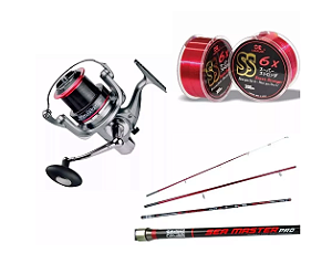 KIT MOLINETE SEA MASTER 5000 + VARA SMP-4203 + LINHA SS STRONG 0,26MM 300M