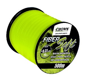 LINHA MONOFILAMENTO CROWN FIBER SOFT YELLOW 0,23MM 500 MTS 11LBS