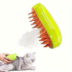 Escova a Vapor 3 Em 1 Pente Stea-Autolimpante Escova Vaporizador - Pente de Remoção de Pelos Cães e Gatos AMARELA