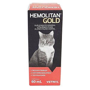 Hemolitan Gold Gotas 60ml Suplemento Cães e Gatos Vetnil