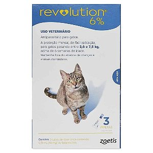 Revolution 6% Gatos0,75 ml - 45mg de 2,6 até 7,5 kg