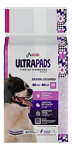 Petlike Tapete Higiênico Para Cães Ultra Pads Lavanda 80cm X 60cm Com 30 Unidades