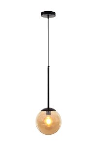 Lustre Pendente Orby Cor Preto Vidro Bola Âmbar Moderno Luxo Sala Quarto Escritório INL87