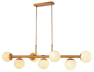 Luminária Pendente Jabuticaba Cor Dourado Globos Opaco Branco INL100