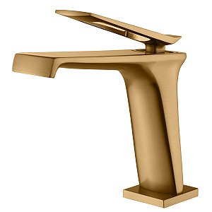 Torneira Monocomando Dourada Escovada Bica Baixa Luxo Banheiro Lavabo Pia Cuba Inovartte In65