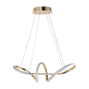 Luminária Pendente Lustre Led 3 em 1 Infinito Dourado Moderno Luxuoso INL118