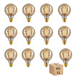 Kit 12 Lâmpada Filamento Carbono G80 40w Branco Quente