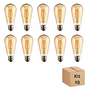Kit 10 Lâmpadas Filamento Led ST64 4w 2700k Branco Neutro